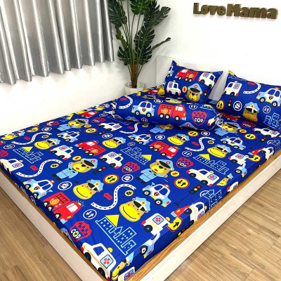 Ga chống thấm Cotton LoveMama chống thấm nước Họa tiết xe cảnh sát