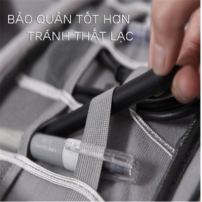Hộp túi vải đựng phụ kiện công nghệ (cáp sạc di động, sạc dự phòng, điện thoại, tai nghe, thẻ nhớ, chuột...) - màu giao ngẫu nhiên