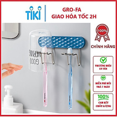 Giá Đỡ Bàn Chải Và Cốc Dán Tường Hàng Đôi GROFA