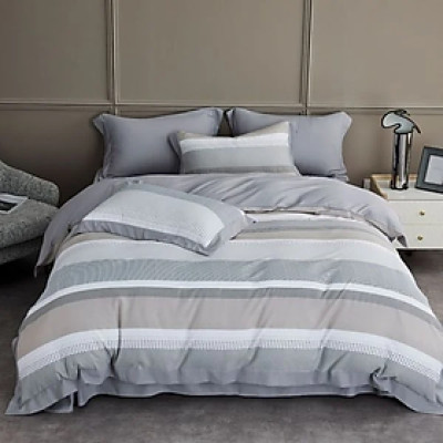 Bộ 5 món drap, áo gối NIN Tencel SELINA mát lạnh mẫu mới 2024 chất lụa tencel mềm mịn không kèm mền