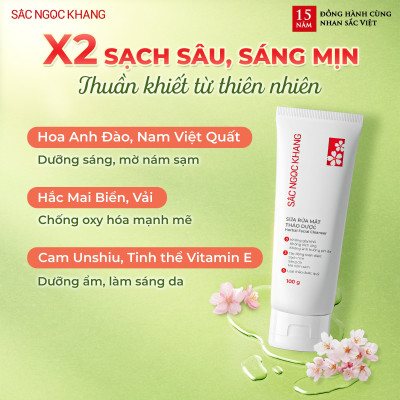 Sữa rửa mặt Thảo Dược Sắc Ngọc Khang 100g  Sạch Mịn, Sáng Da, Mờ Nám Sạm