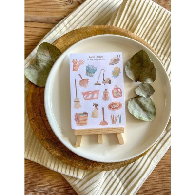 Sticker tự thiết kế - sticker sheet cleaning supplies - hình dán sổ, nhật kí bullet journal - unim034