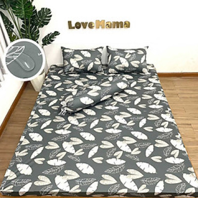 Ga chống thấm Cotton LoveMama chống thấm nước Họa tiết lá xám