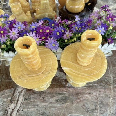 Cặp chân đèn thờ cúng để bàn thờ đá ngọc hoàng long