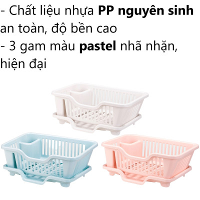 Rổ Úp Bát Việt Nhật Kèm Khay Hứng Nước 3535 