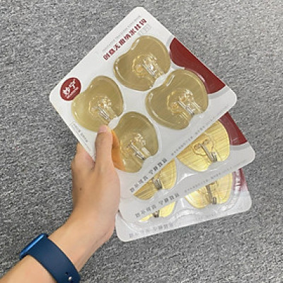 Vỉ 4 móc dán tường cường lực MiaoNing, móc siêu dính hình quả táo