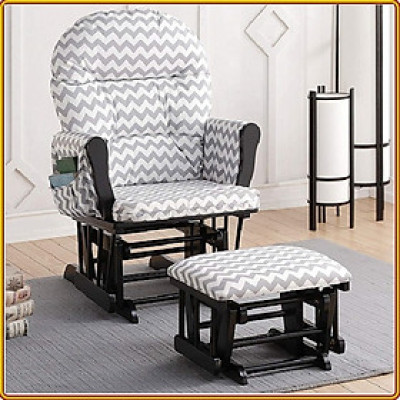 Ghế trượt thư giãn Rocking Chair Juno Sofa khung màu nâu nệm sọc KT 70 x 74 x 102 cm