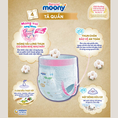 Bỉm quần Moony Natural size M 46 miếng (6-11kg)