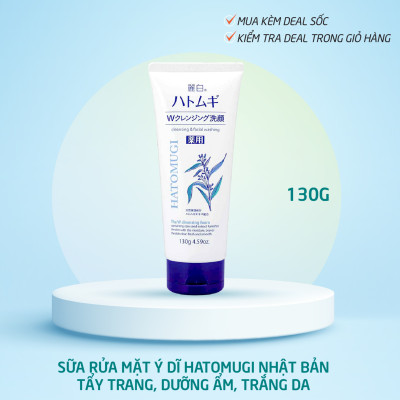 Sữa rửa mặt tẩy trang & làm sáng da Reihaku Hatomugi W Cleansing Foam (130g)