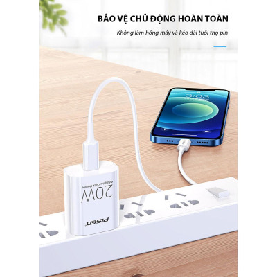 Bộ Sạc Nhanh Mr White USB-C 20W CL1000 Lightning - Pisen TS-C135