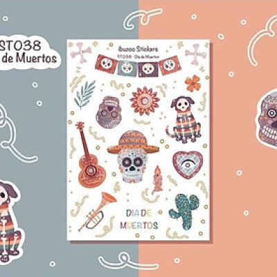 Sticker tự thiết - sticker sheet dia de muertos - hình dán sổ, nhật kí bullet journal - unim021
