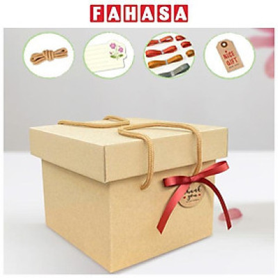 Hộp Quà Kraft Xếp Có Quai Hình Vuông Trụ - 25 x 25 cm - Linh Lan