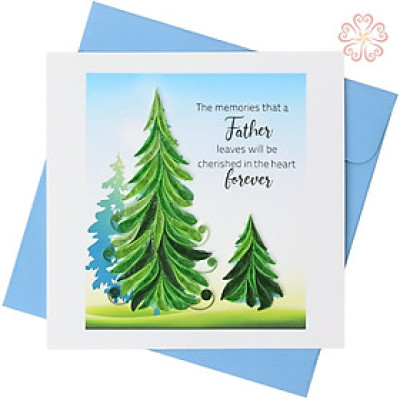 Thiệp chia buồn giấy xoắn - hai cây thông - size 15x15cm