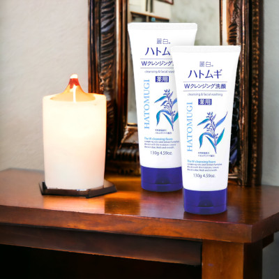 Sữa Rửa Mặt Tẩy Trang Và Dưỡng Trắng Da Reihaku Hatomugi (Tuýp 130 G)