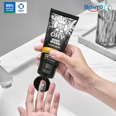 Sữa rửa mặt cho nam Oxy sạch sâu giảm nhờn dạng kem có hạt massage Oxy Deep Wash 100g