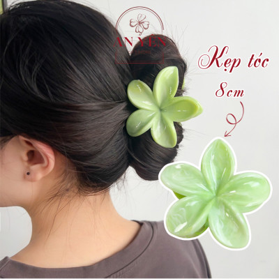 Kẹp Tóc Càng Cua Hoa Sứ Vân Đá Tráng Gương 8cm Tiệm Quà An Yên, Phụ Kiện Tóc Bền Đẹp Không Rối Tóc