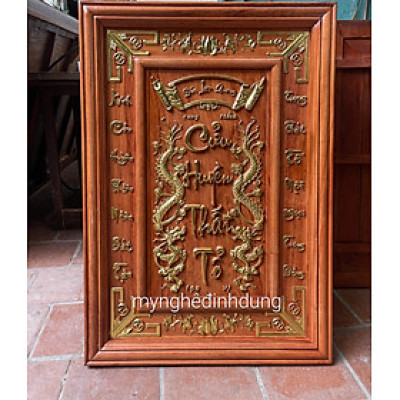 Tranh thờ cửu huyền thất tổ bằng gỗ hương đá kt 68x98x4cm