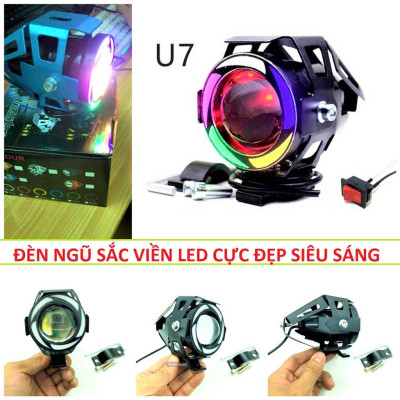Đèn Trợ Sáng Xe Máy, Ô Tô U7 Ngũ Sắc Siêu Sáng - Viền LED Cực Đẹp, Độ Xe Đẳng Cấp, Loại Tốt Mẫu Mới