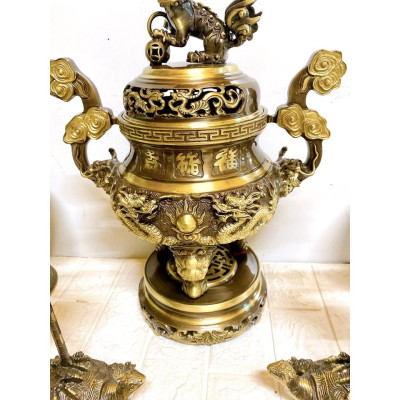 BỘ ĐỈNH 42 CM RÔNG NỔI MÁU 2 NAI NẶNG 1.4.5 KG CHẤT LIỆU BẰNG ĐỒNG