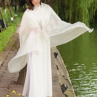 Khăn Lụa Trơn SenSilk Cao Cấp (Trắng Lụa) 180*55cm, Khăn Choàng Thời Trang