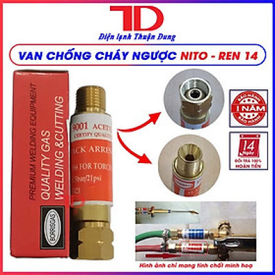 Van chống cháy ngược khí hàn Oxi, Van lắp tay hàn gió đá O2, acetylen, Valve Boris, phi 16 hàng chính hãng, Điện Lạnh Thuận Dung