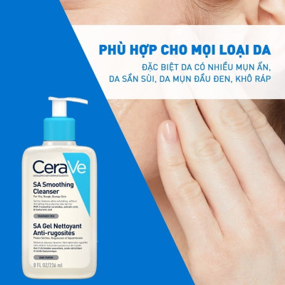 Sữa Rửa Mặt Dịu Tẩy Da Chết Nhẹ Cho Da Khô CeraVe SA Smoothing Cleanser 236ml
