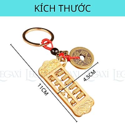 Móc Khóa Đồng Thâu, Đồng Xu Phong Thủy Bàn Tính Di Động, Chạm Khắc Rồng, Phượng, Lân Thu Hút Tài Lộc