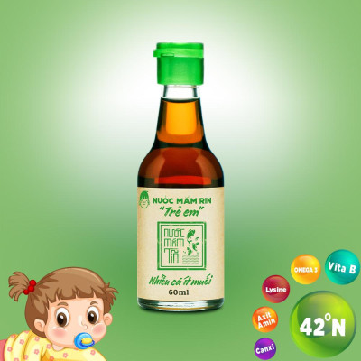 Nước mắm Tĩn Trẻ Em Cho Bé Ăn Dặm độ đạm 42N Lốc 10 chai thủy tinh mini 60ml rin nguyên chất truyền thống sạch