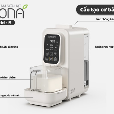 Máy Làm Sữa Hạt 2GOOD Sona I8 Chuyên Dụng Tự Động 100% - Thương Hiệu Malaysia Tự Vệ Sinh Gồm Nhiều Chế Độ Nấu Dung Tích 1.2 Lít Công Suất 1000 W - Hàng Chính Hãng