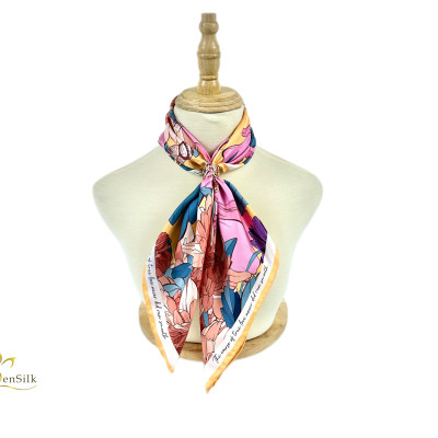 Khăn Lụa Quà Tặng in KTS SenSilk KLVI04 - Best Selling Vietnam Silk - Phụ Kiện Lụa Cao Cấp 65x65cm