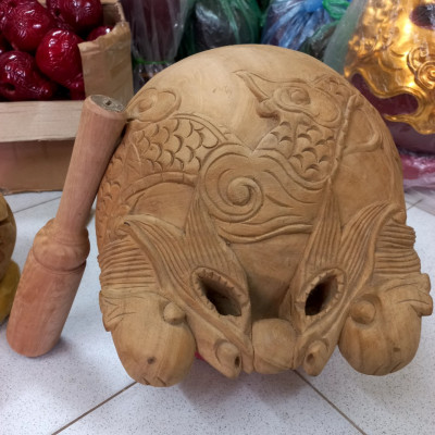 Mõ tụng kinh phật bằng gỗ mít gỗ không dác kt 30cm 