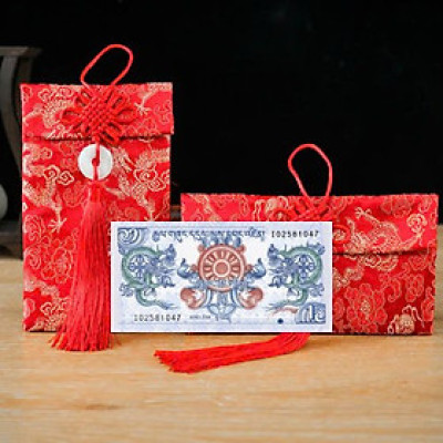 Túi gấm con Rồng màu xanh loại 1 Bhutan sưu tầm, làm quà tặng