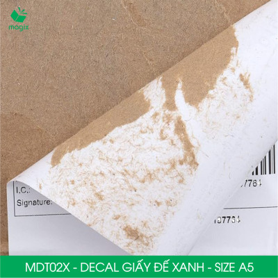 MDT02X - Xấp 50 tờ giấy decal đế xanh khổ A5 - Giấy in đơn hàng, nhãn dán, sticker đế xanh tự dính