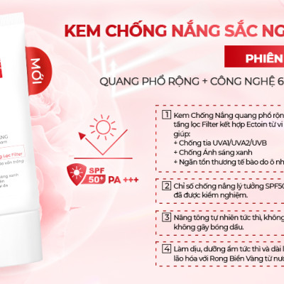 Combo 4 dưỡng da cơ bản và chống nắng Sắc Ngọc Khang [Nước tẩy trang 145ml + Sữa rửa mặt 100g + Nước hoa hồng 145ml + Kem chống nắng 50g]