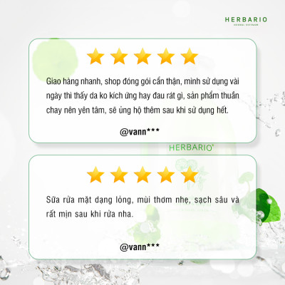 Sữa rửa mặt Rau má & Diếp cá herbario 200ml da dầu, ngăn ngừa mụn thuần chay