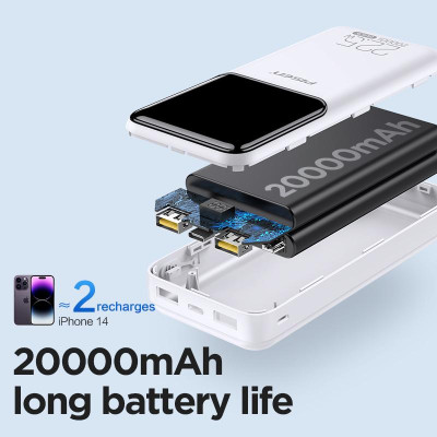 Sạc Dự Phòng Pisen Quick Semi - Mirror 22.5W 20000mAh - Màu Trắng