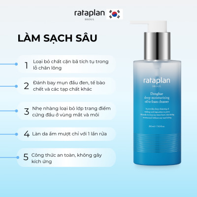 Sữa rửa mặt tạo bọt Donghae RATAPLAN dưỡng ẩm sâu, làm sạch lớp trang điểm, bụi bẩn, da mềm mịn 210ml