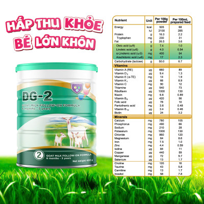 [Tặng 1 lon DG-3, HSD 10/2025] Sữa Dê Công Thức DG-2 800g (HSD 7/2026)