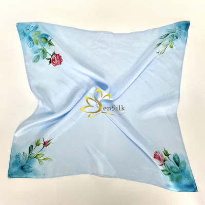 Khăn Lụa Thời Trang Vẽ Tay Cao Cấp SenSilk Hoa Hồng Vàng 55x55cm – Quà Tặng Khách VIP