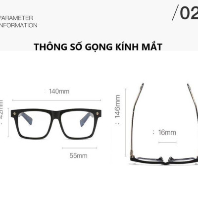 Gọng Kính Cận, Kính Giả Cận Mắt  Vuông Form To Cao Cấp cho Nam và Nữ