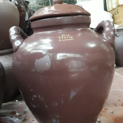 Chum sành sứ Bát Tràng 2 quai 2 nắp nhiều dung tích 20 30 40 50 lít
