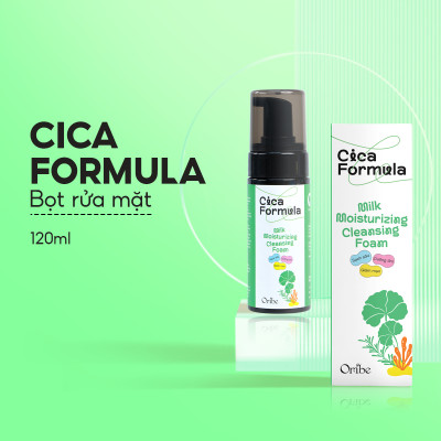 Sữa rửa mặt rau má tạo bọt Oribe Cica Formula làm sạch sâu dưỡng ẩm cho da mụn da dầu nhạy cảm 120ml