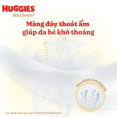 Tã quần Huggies Skin Perfect XXL Super Jumbo 48+6 miếng với 2 vùng thấm giảm kích ứng da