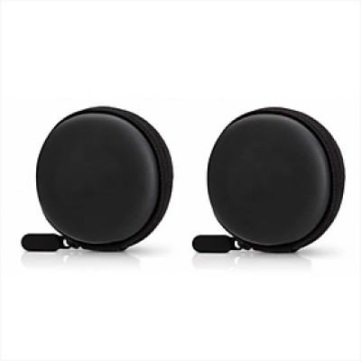 Bộ 2 Hộp đựng tai nghe cáp sạc tròn - Đen - Hàng chính hãng 