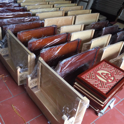 Bộ bàn thờ chung cư bằng gỗ sồi + ám khói + chữ phúc hay chữ bất kỳ