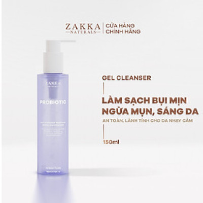 Gel Rửa Mặt Zakka Naturals Loại Bỏ Bụi Mịn, Sạch Sâu, Ngừa Mụn, Sáng da Probiotic Anti-Pollution Radiance Amino Gel 150ml