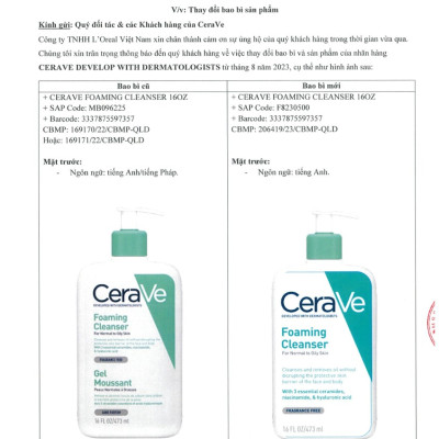 Sữa Rửa Mặt Dịu Nhẹ Cho Da Dầu CeraVe Foaming Cleanser 236ml