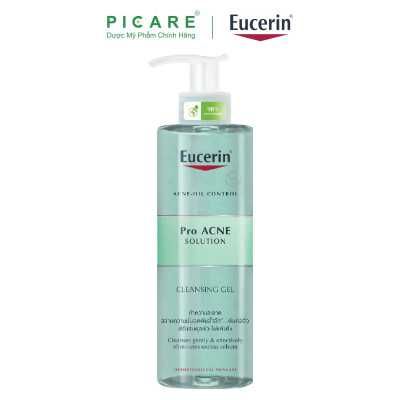 Eucerin Pro ACNE Solution Cleansing Gel: Gel Rửa Mặt Da Mụn (400 ml)