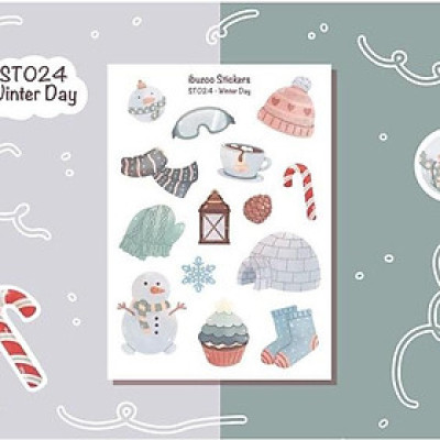 Sticker tự thiết kế - sticker sheet winter day - hình dán sổ, nhật kí bullet journal - unim039