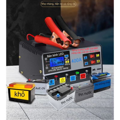 Sạc Ắc Quy Ô Tô & Xe Máy Pluse 400A: Thông Minh, Tự Ngắt Khi Đầy, Khử Sulfat & Bảo Dưỡng Ắc Quy Loại Tốt